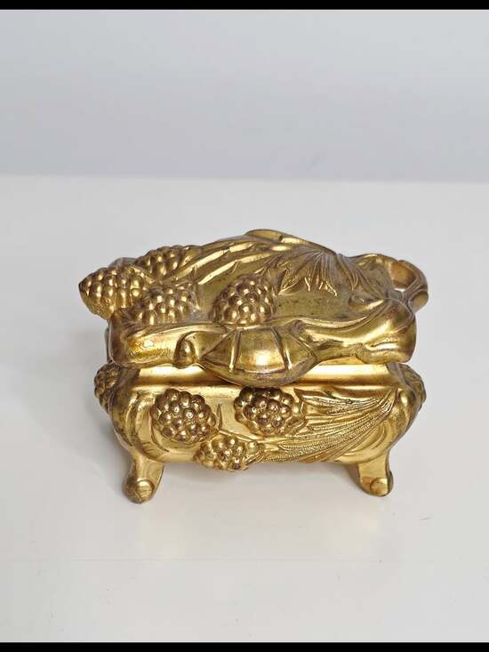 Source Unknown Other - Antique 1800s Art Nouveau Ornate Gold Floral Jewellery Casket/Trinket Box
